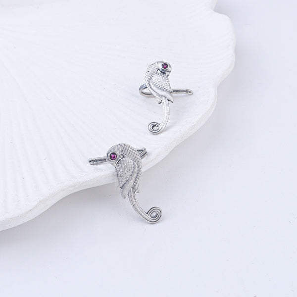 Parrot Oxidized Silver Earcuff (Pair)
