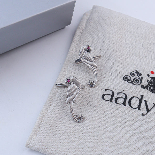 Parrot Oxidized Silver Earcuff (Pair)
