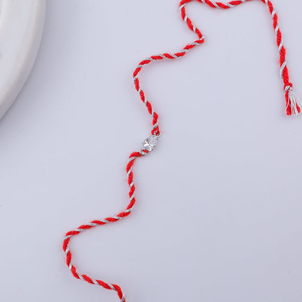 Pear Silver CZ Rakhi