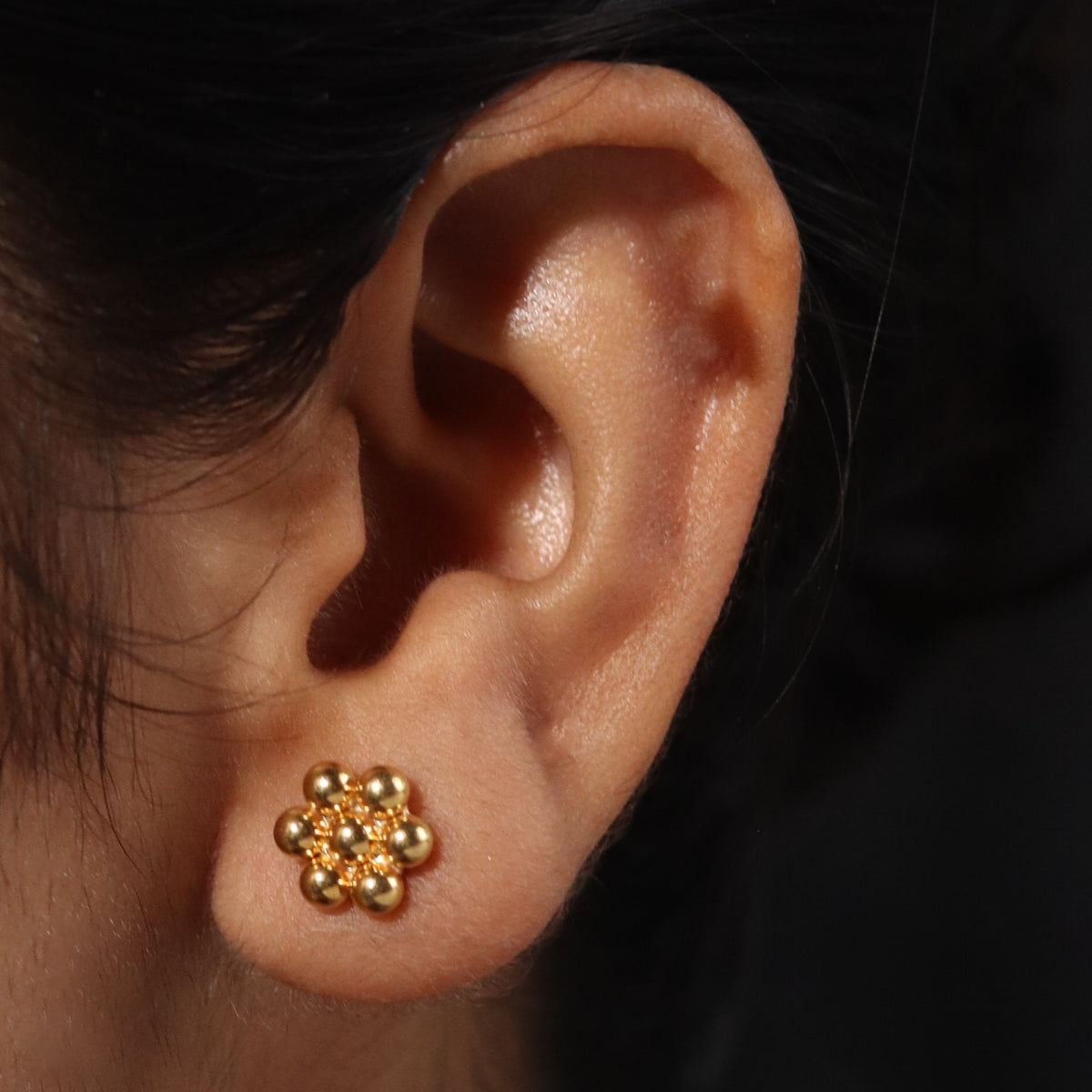 Silver Kudi Motif Studs (Medium) Gold Plated