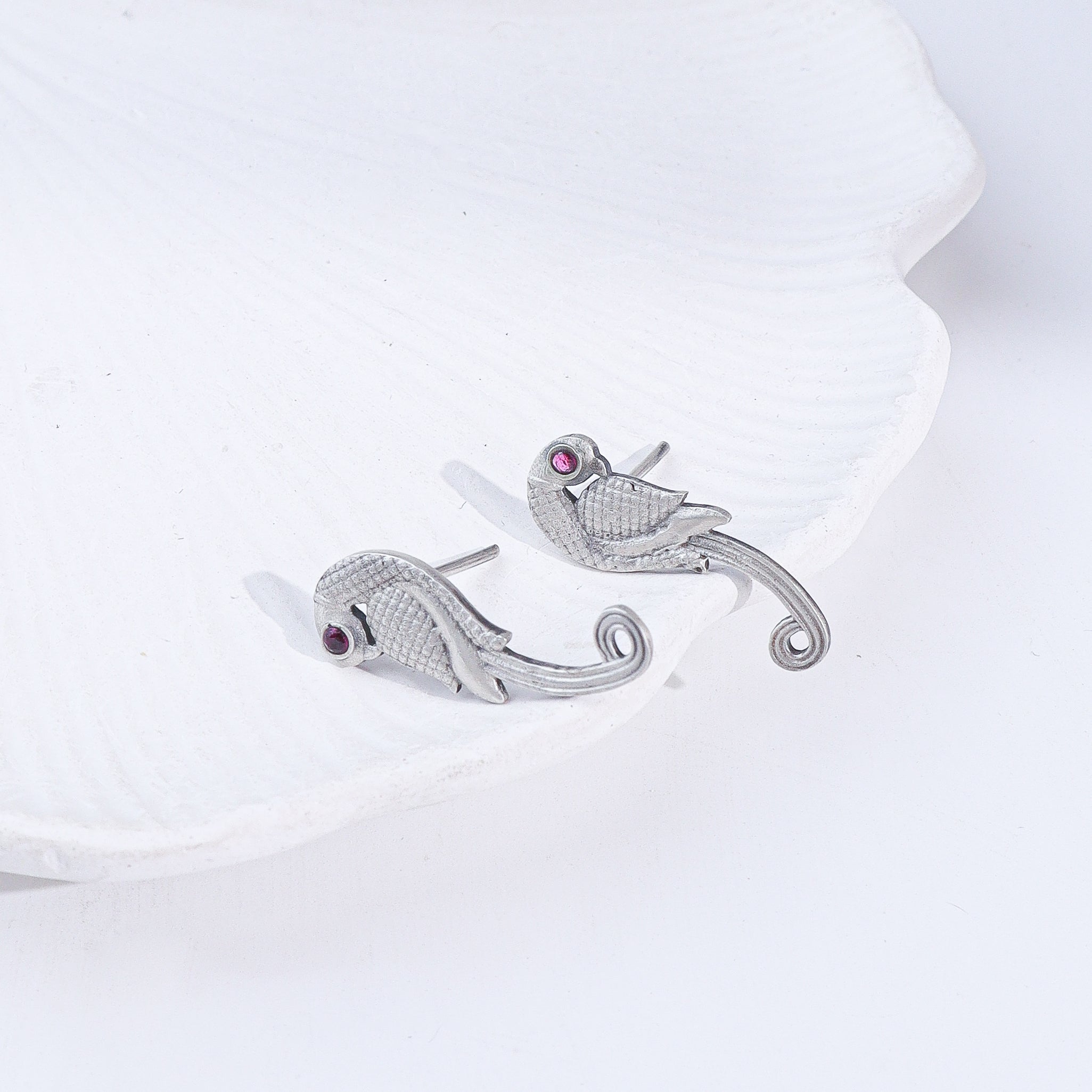 Parrot Oxidized Silver Earrings
