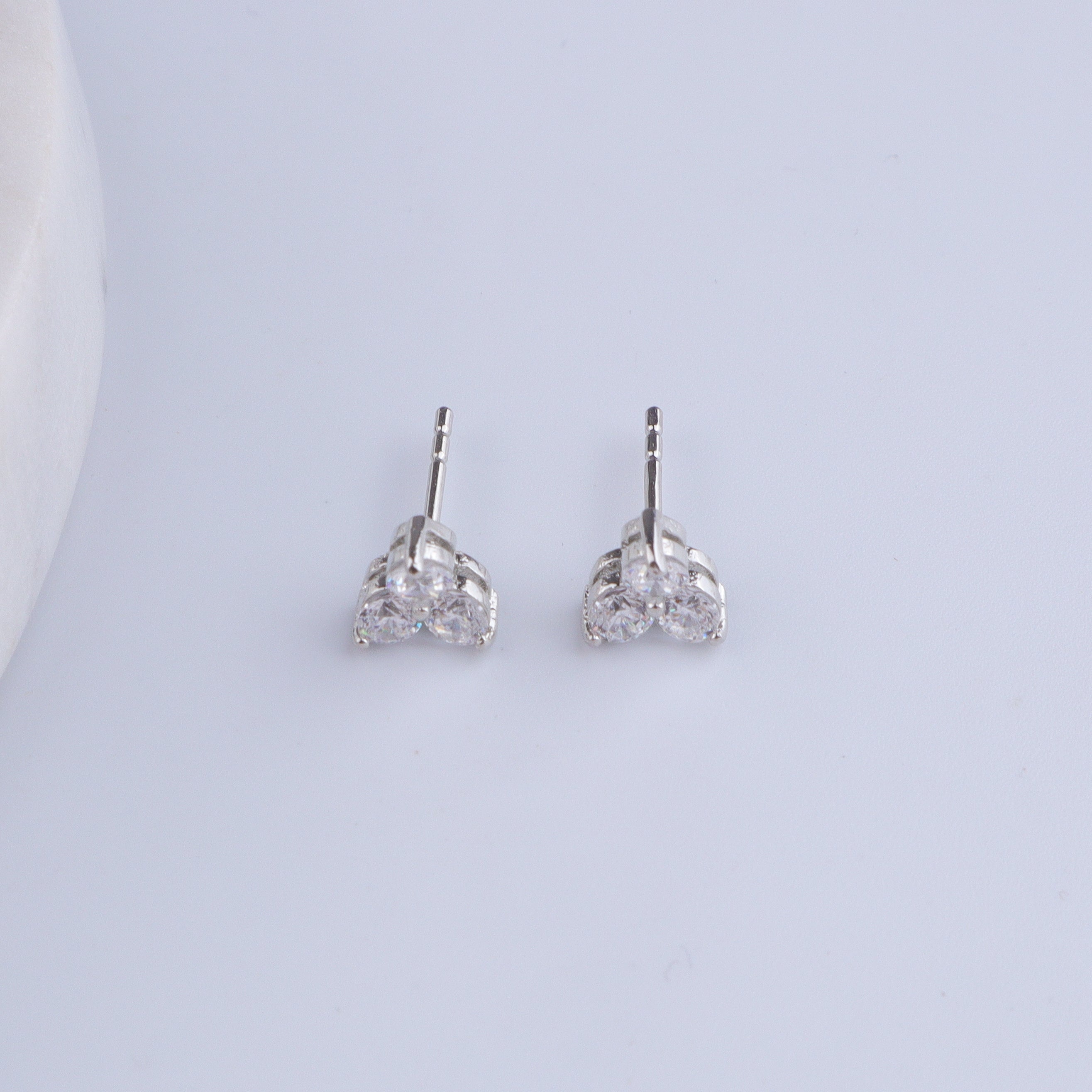 Silver CZ Cluster Stud Earrings