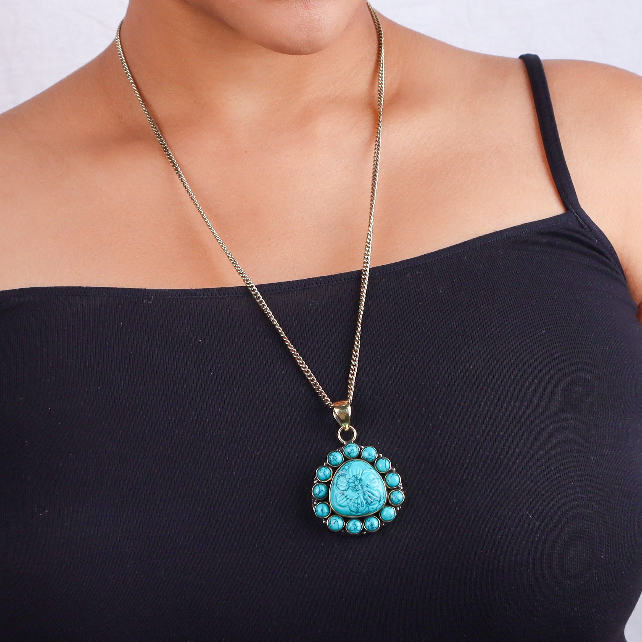 Brass Fashion Pendant & Earrings Set without Chain