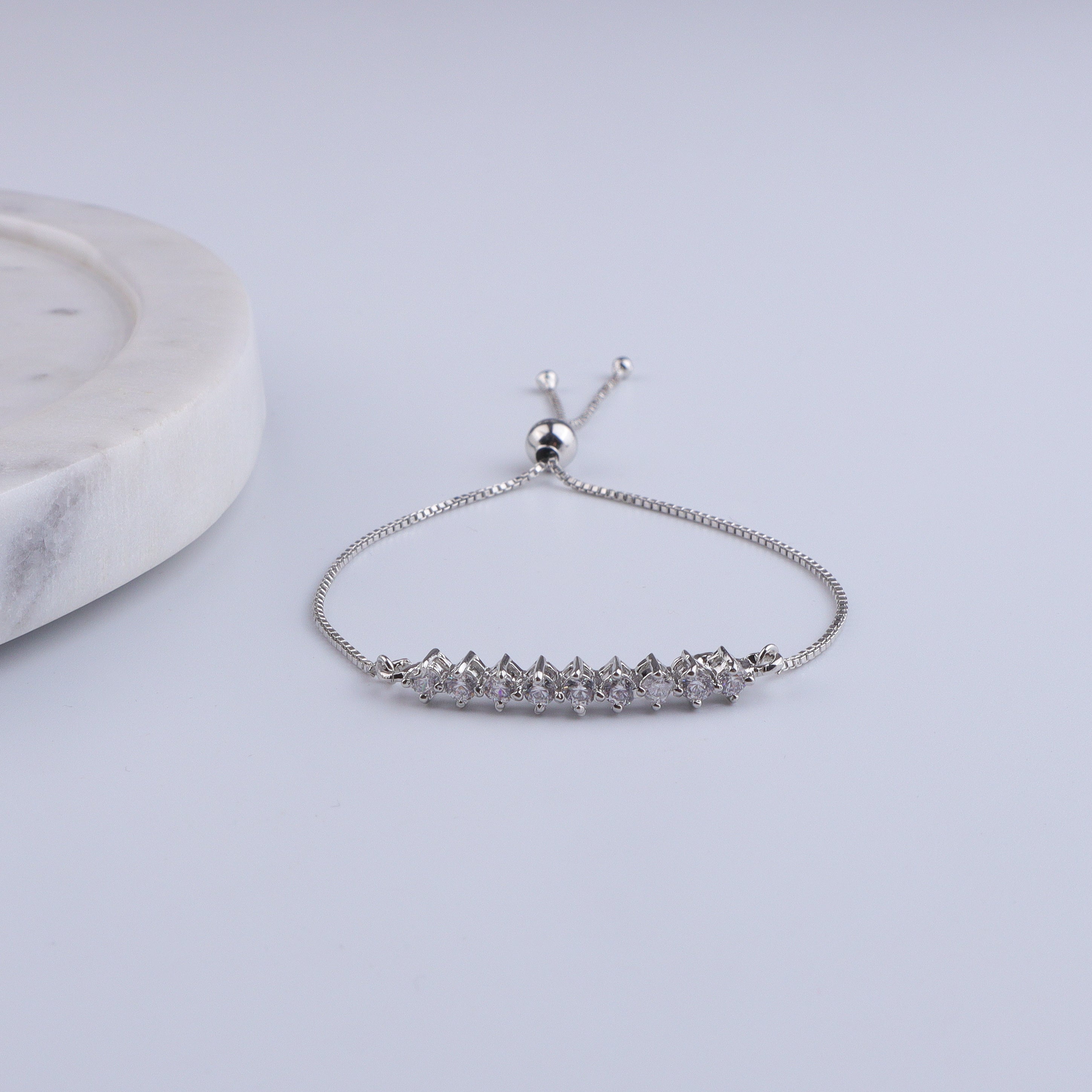 Silver CZ Slider Bracelet