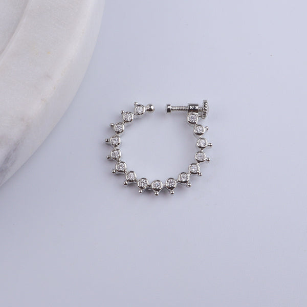 Silver CZ Petal Nath