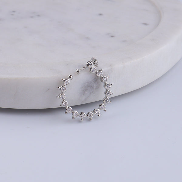 Silver CZ Petal Nath
