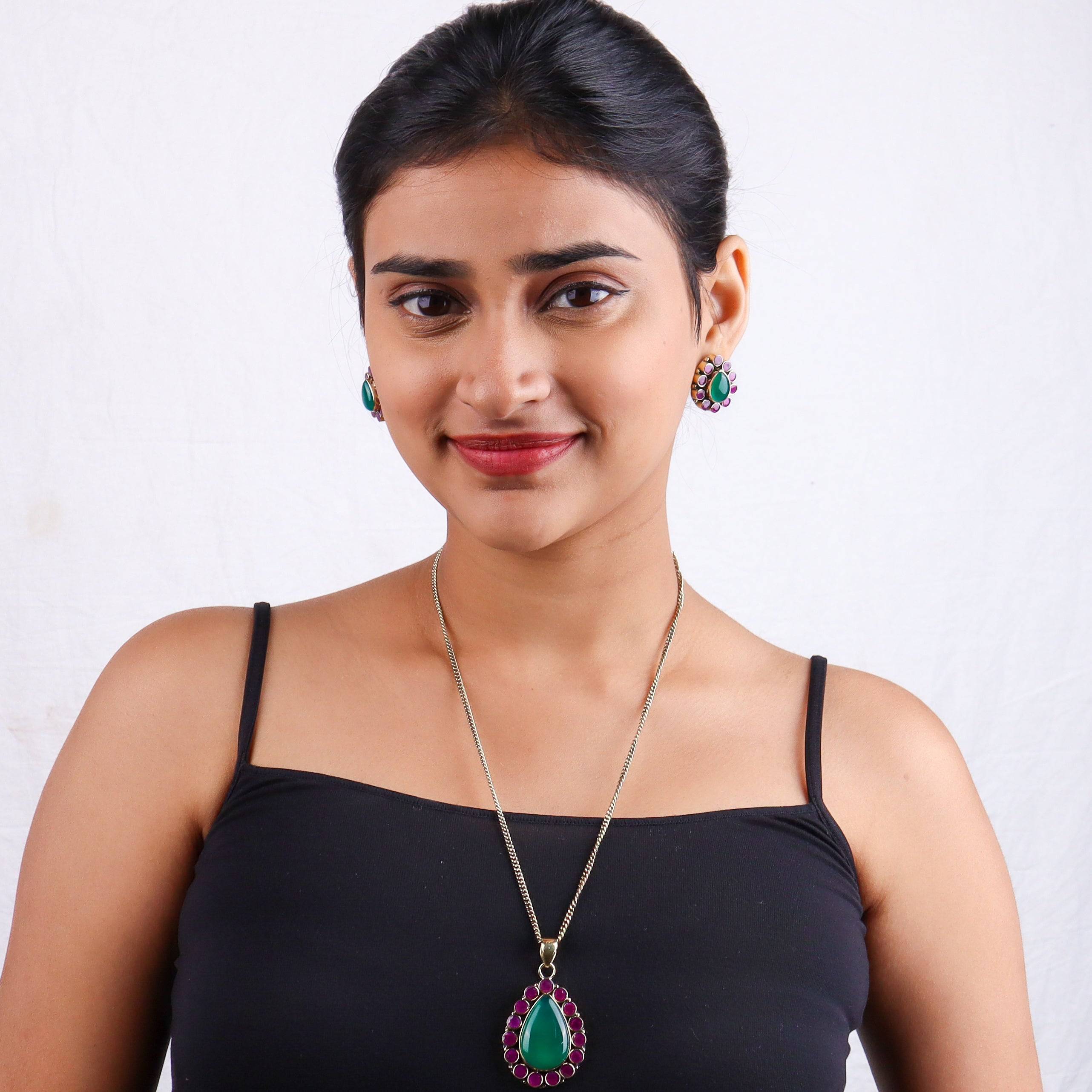 Brass Fashion Pendant & Earrings Set without Chain