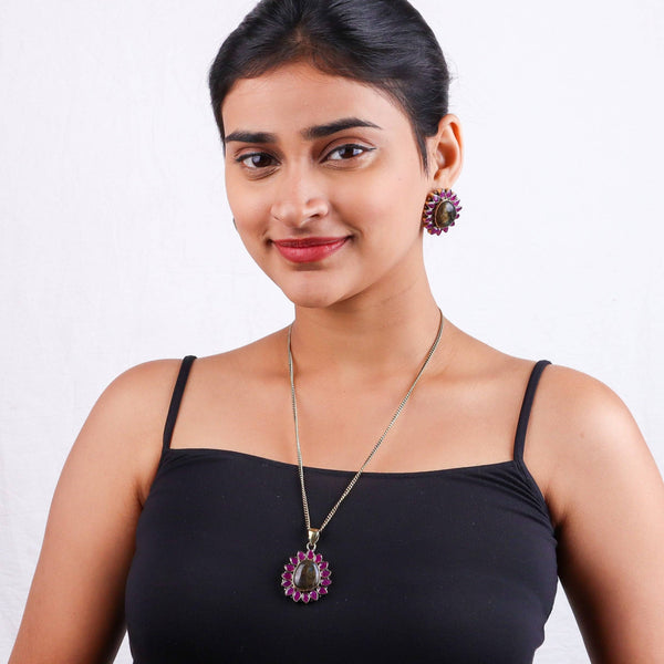 Brass Fashion Pendant & Earrings Set without Chain