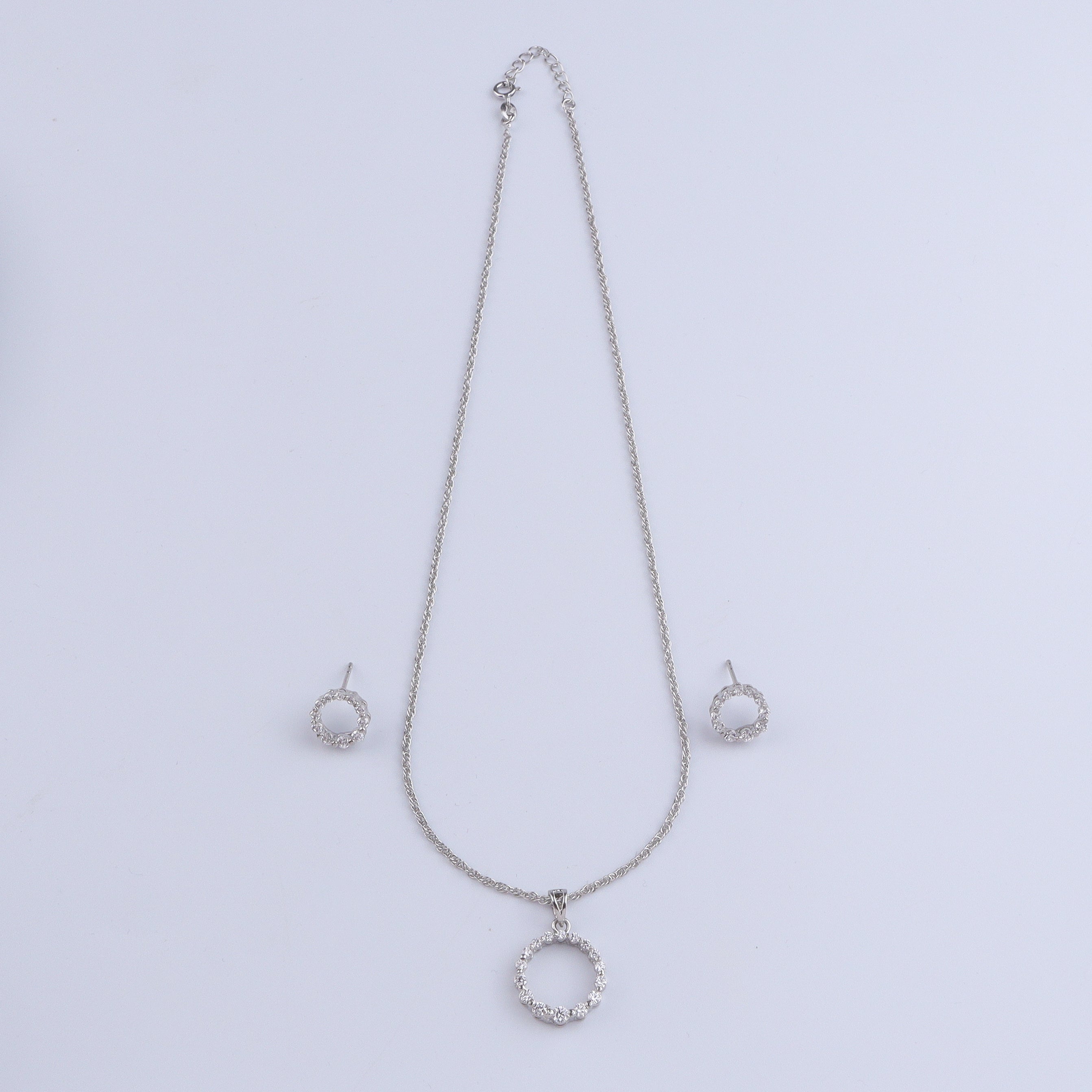 Silver CZ Circle Set