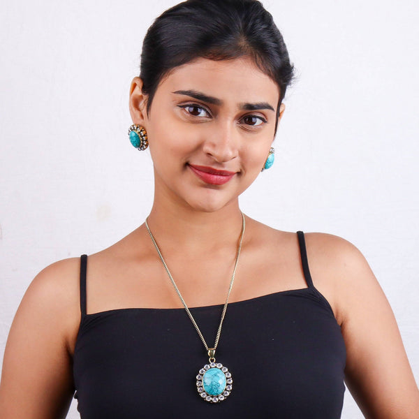 Brass Fashion Pendant & Earrings Set without Chain