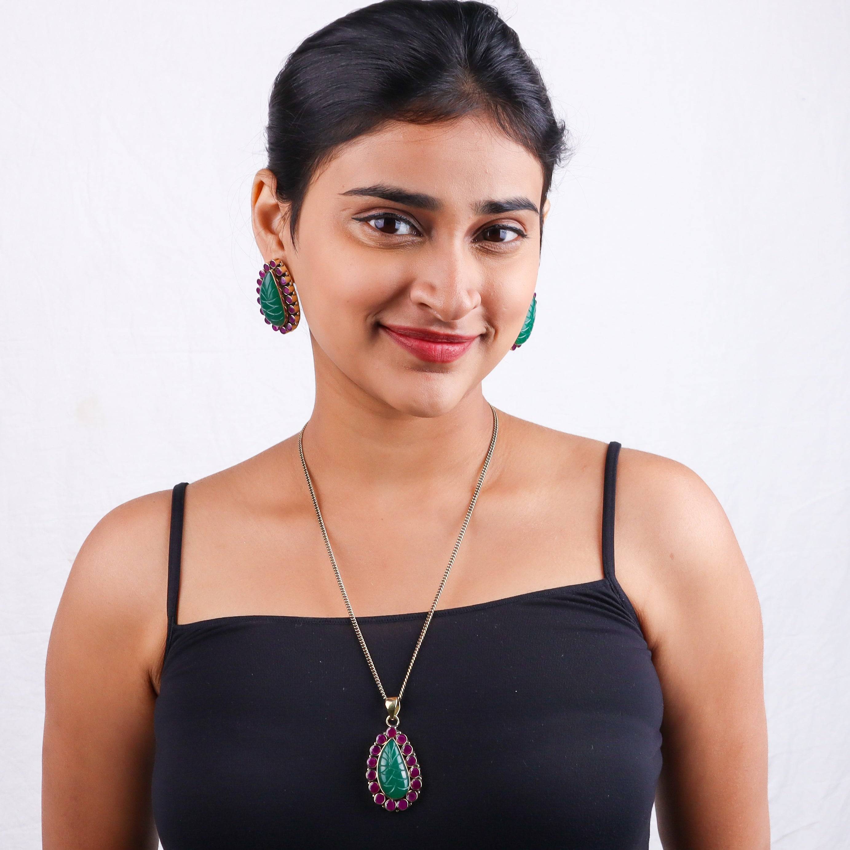 Brass Fashion Pendant & Earrings Set without Chain