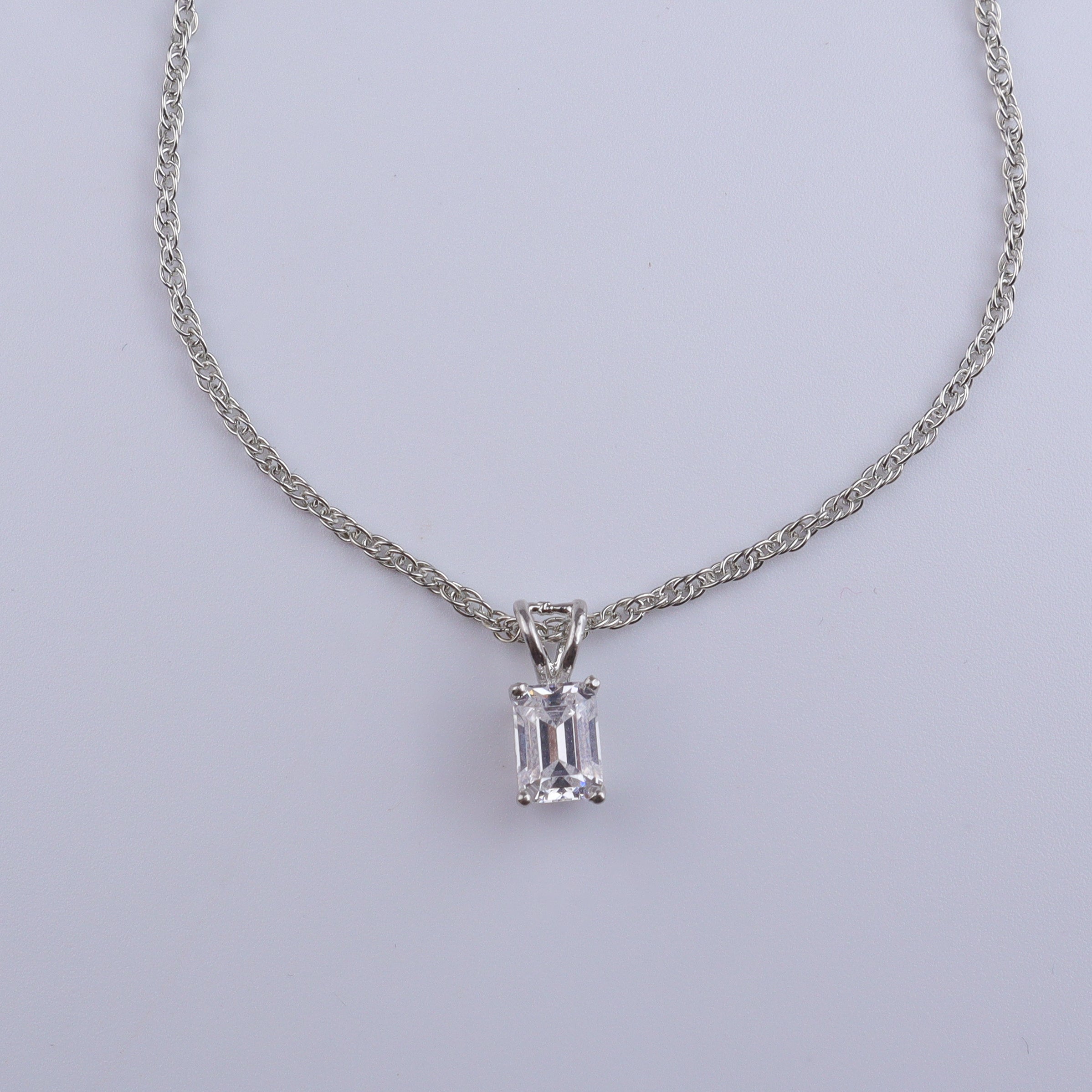 Silver CZ Emerald Set