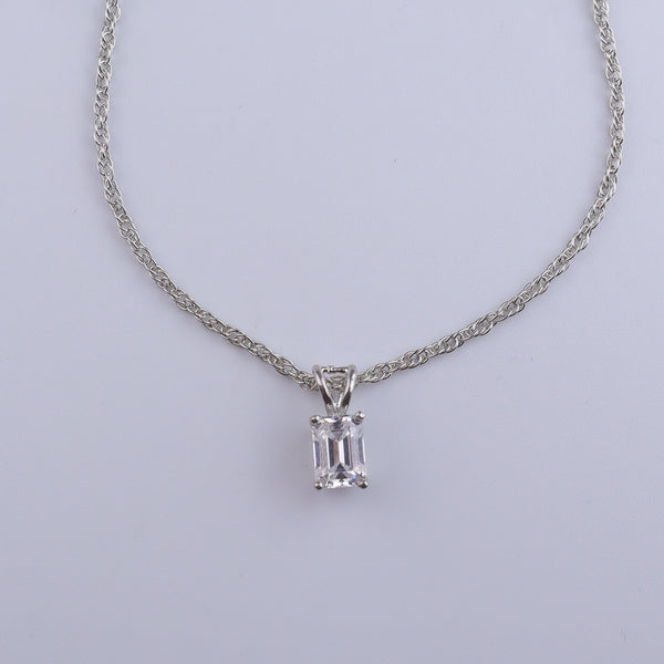 Silver CZ Emerald Set