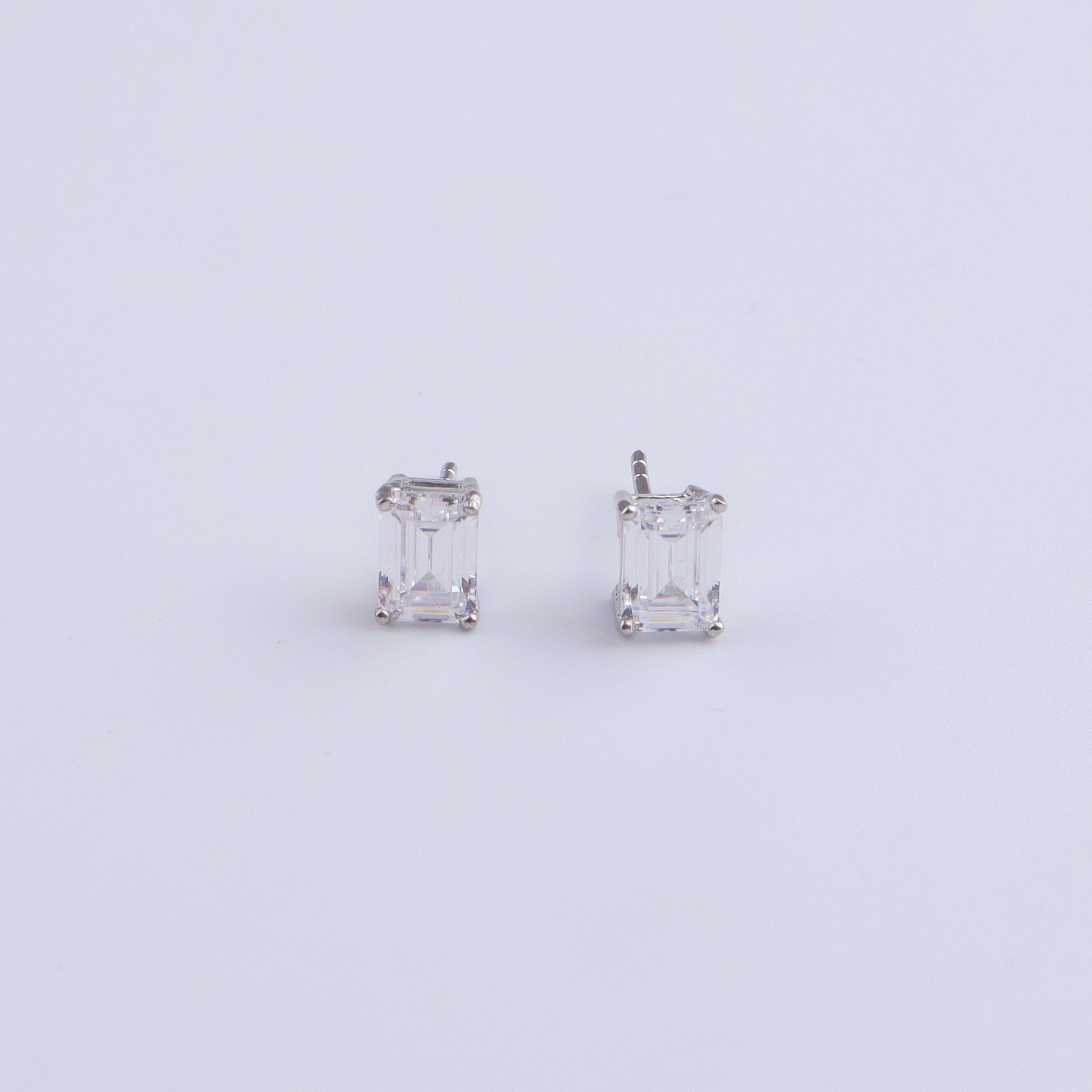 Silver CZ Emerald Set