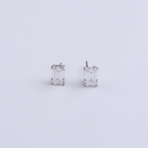 Silver CZ Emerald Set