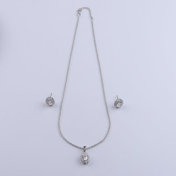 Silver CZ Oval Cluster Set