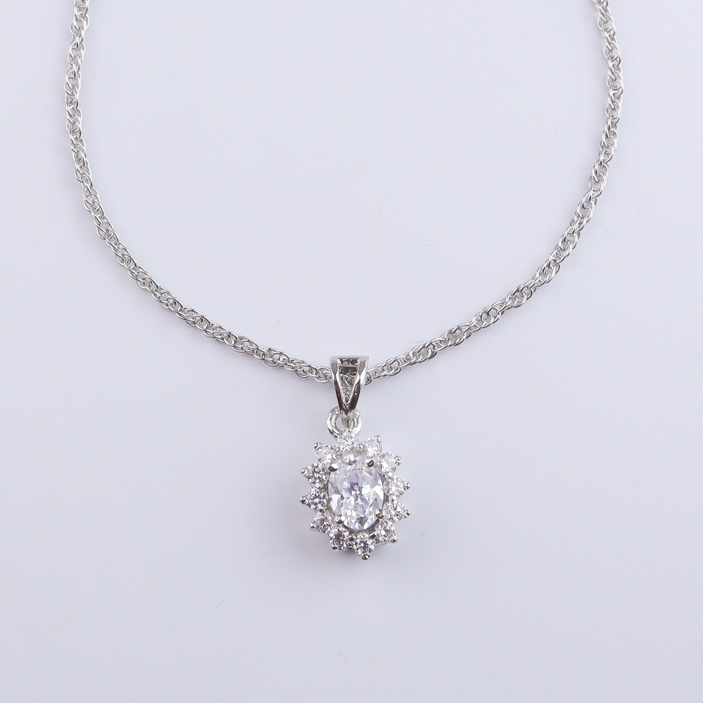 Silver CZ Oval Cluster Set