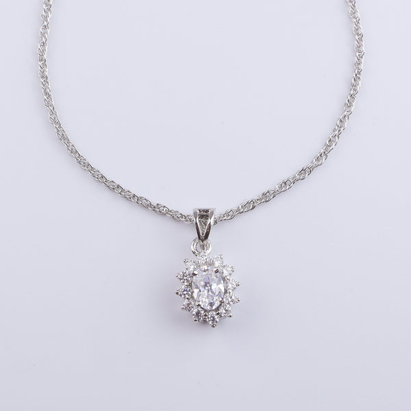 Silver CZ Oval Cluster Set
