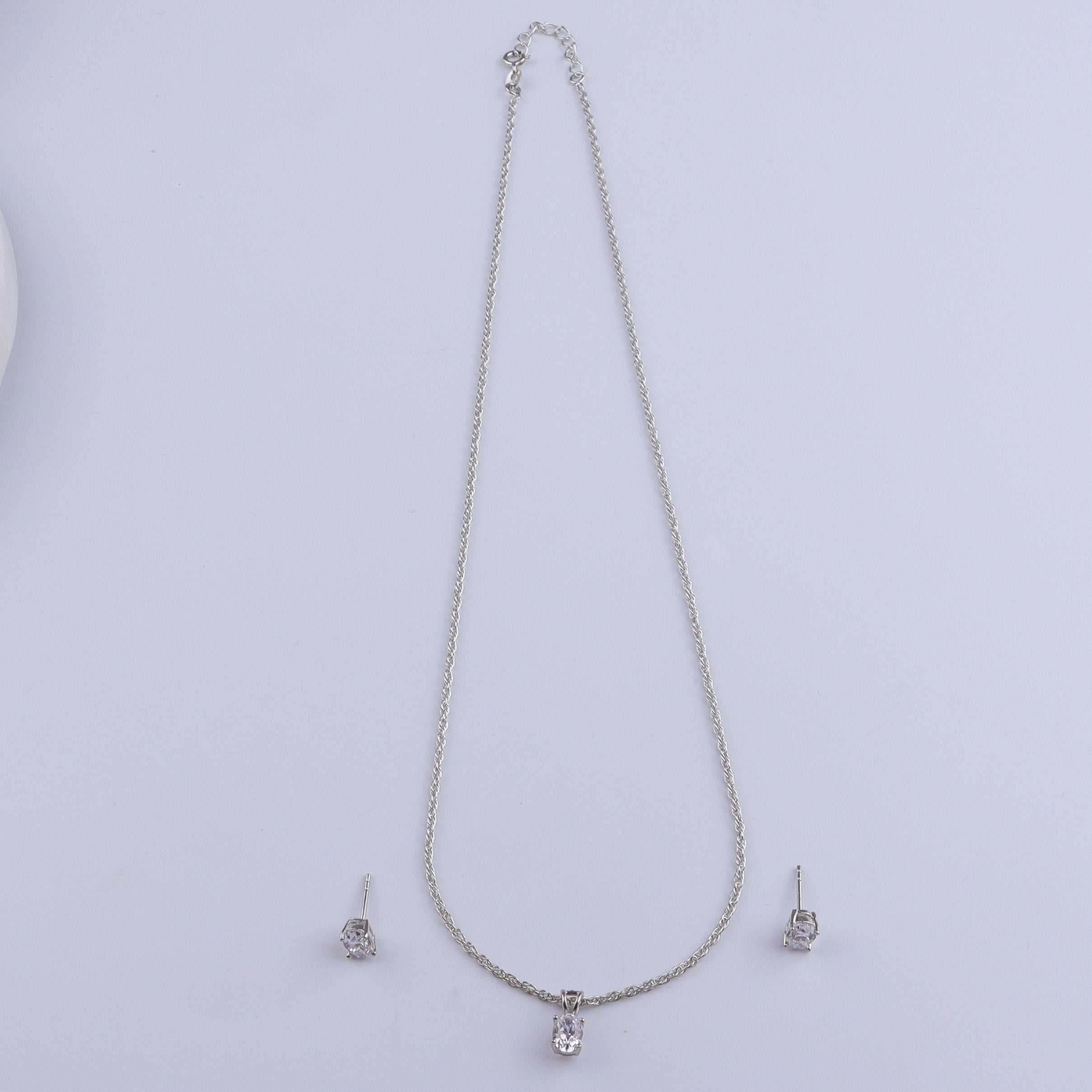 Silver CZ Tiny Oval Shape Set