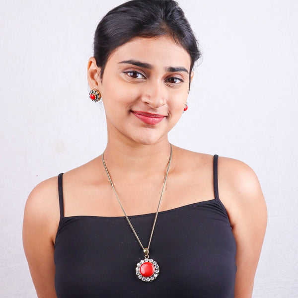 Brass Fashion Pendant & Earrings Set without Chain