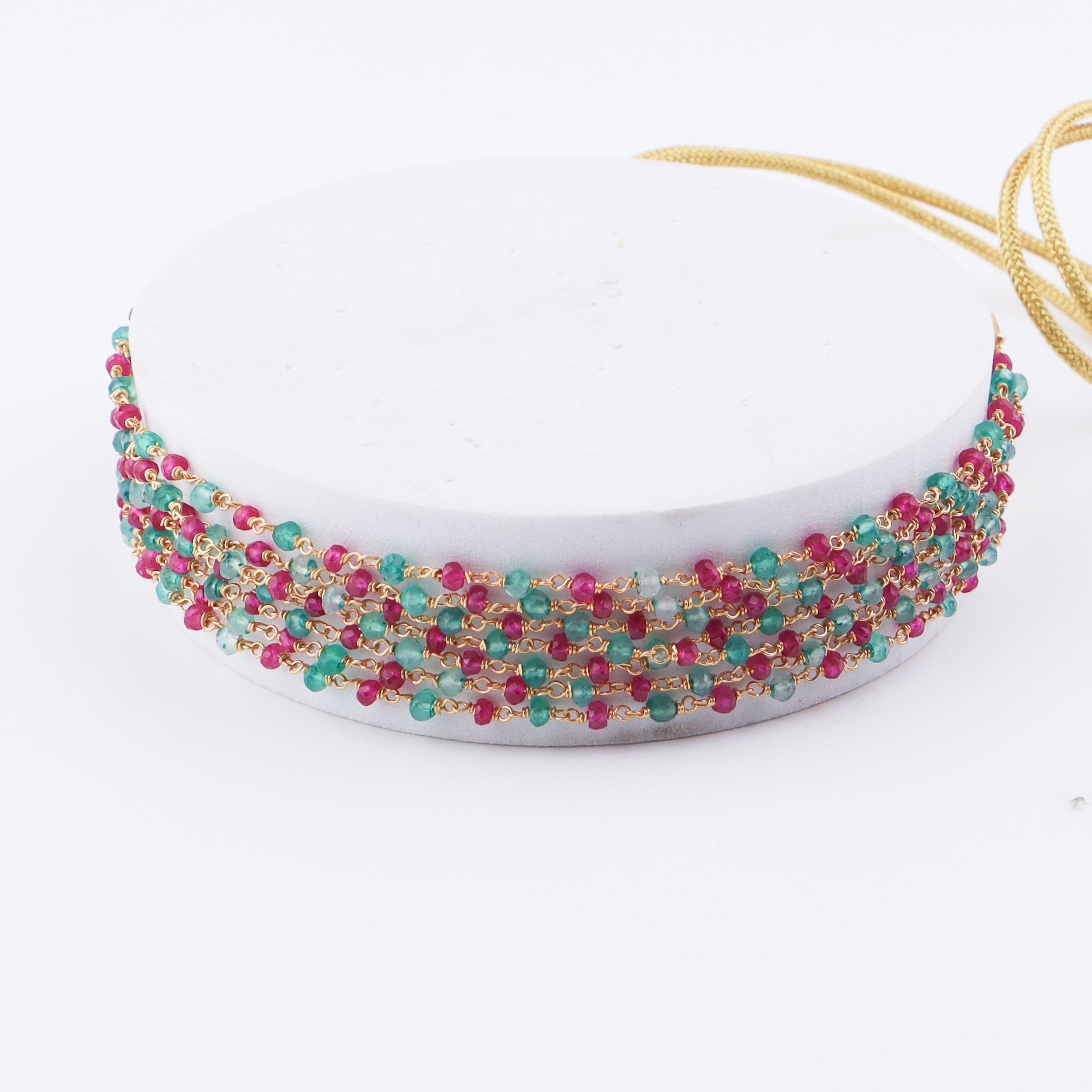 Luxe Necklace - Green Onyx with Ruby