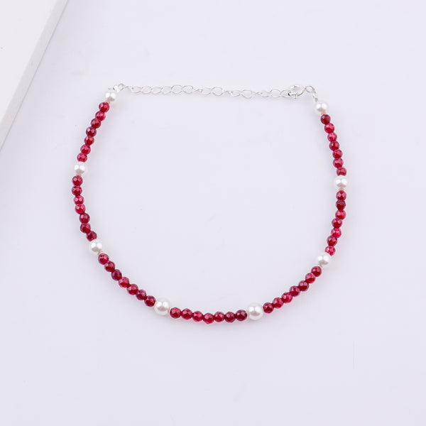 Semi-Precious Stone Anklet with Pearls