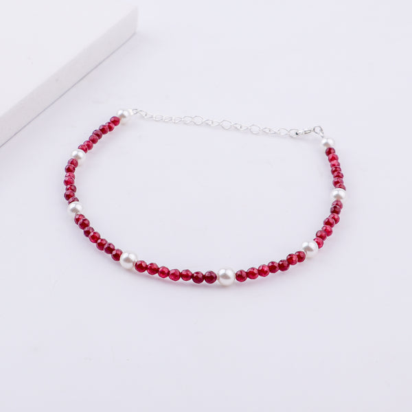 Semi-Precious Stone Anklet with Pearls