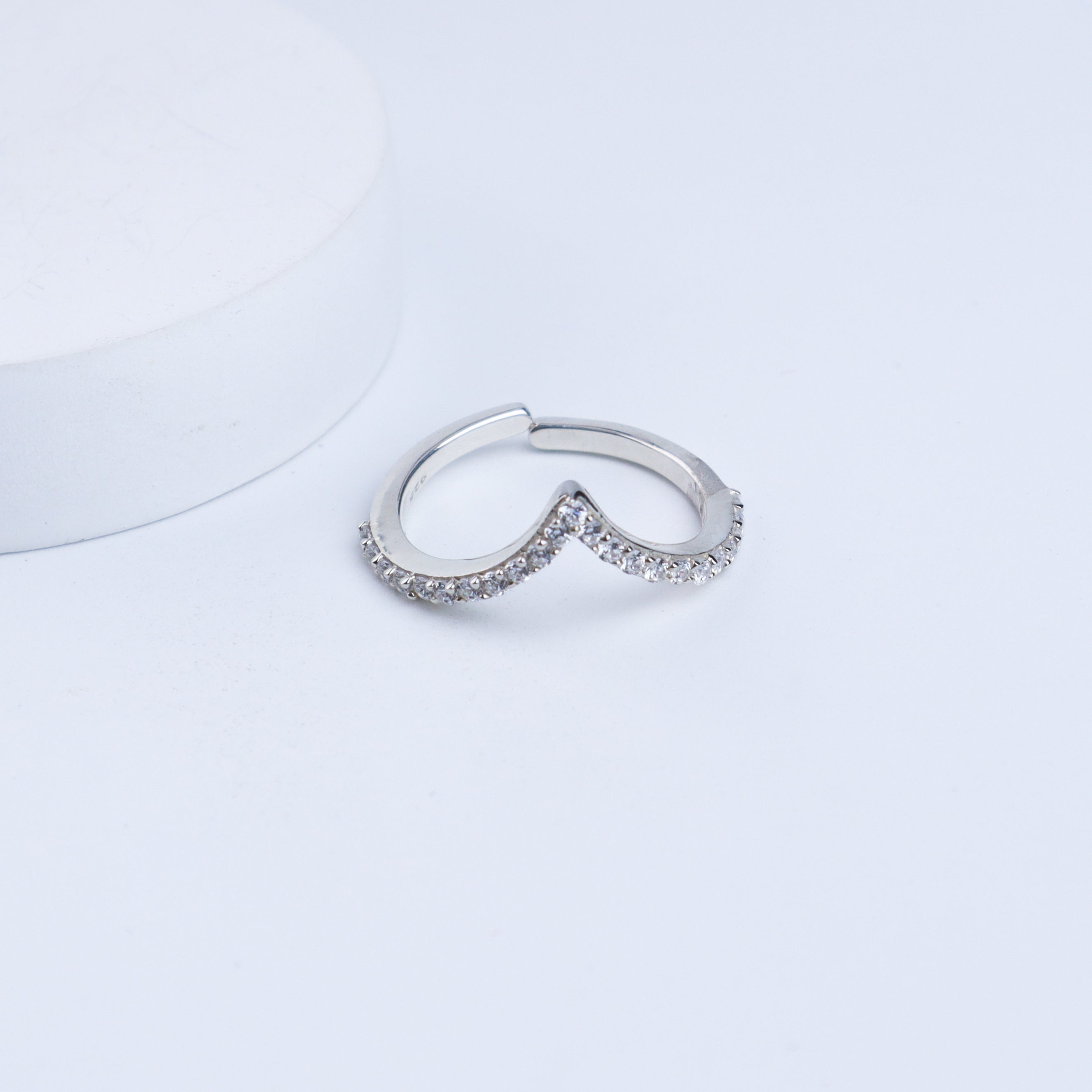 Silver CZ V Ring