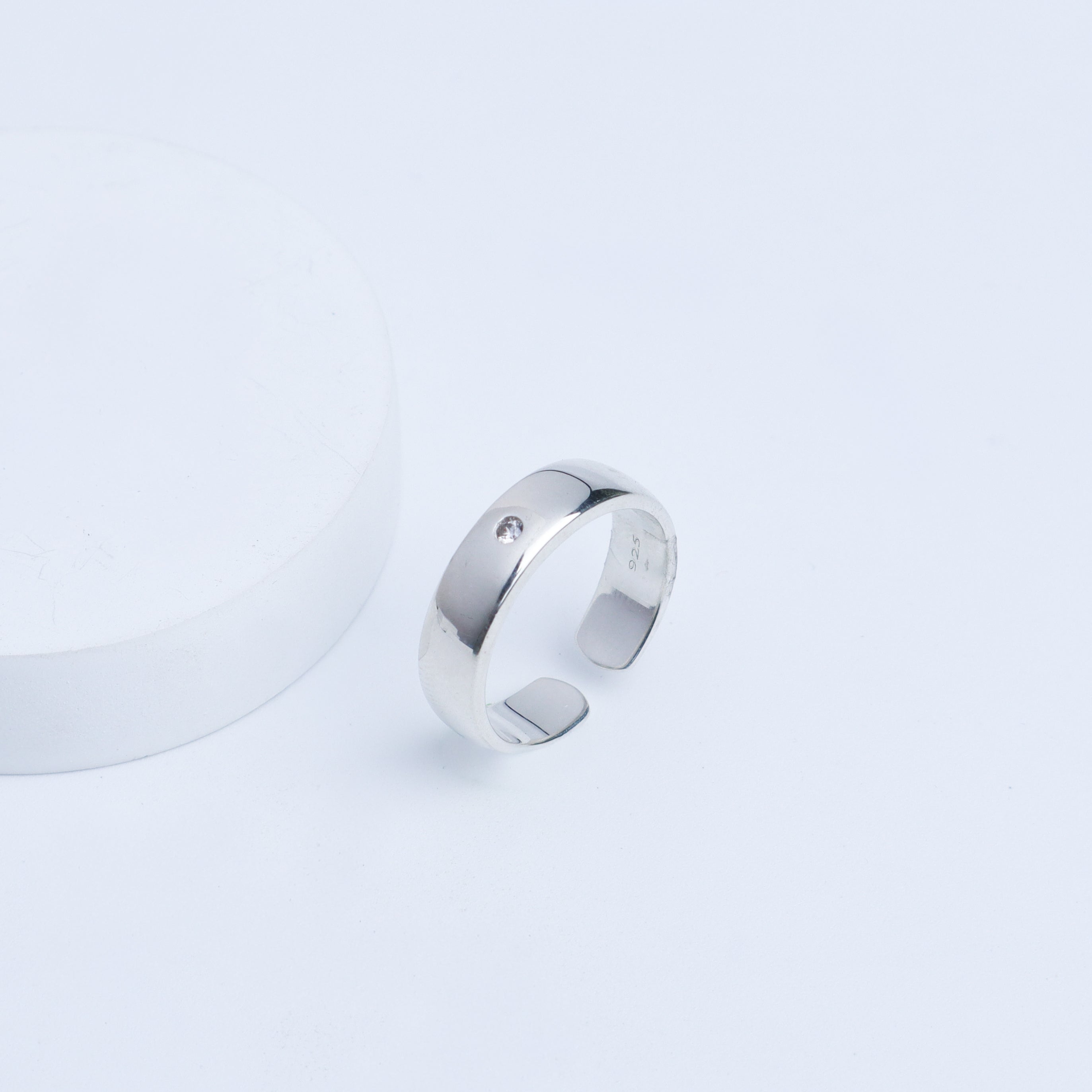 Silver CZ Unisex Band Ring