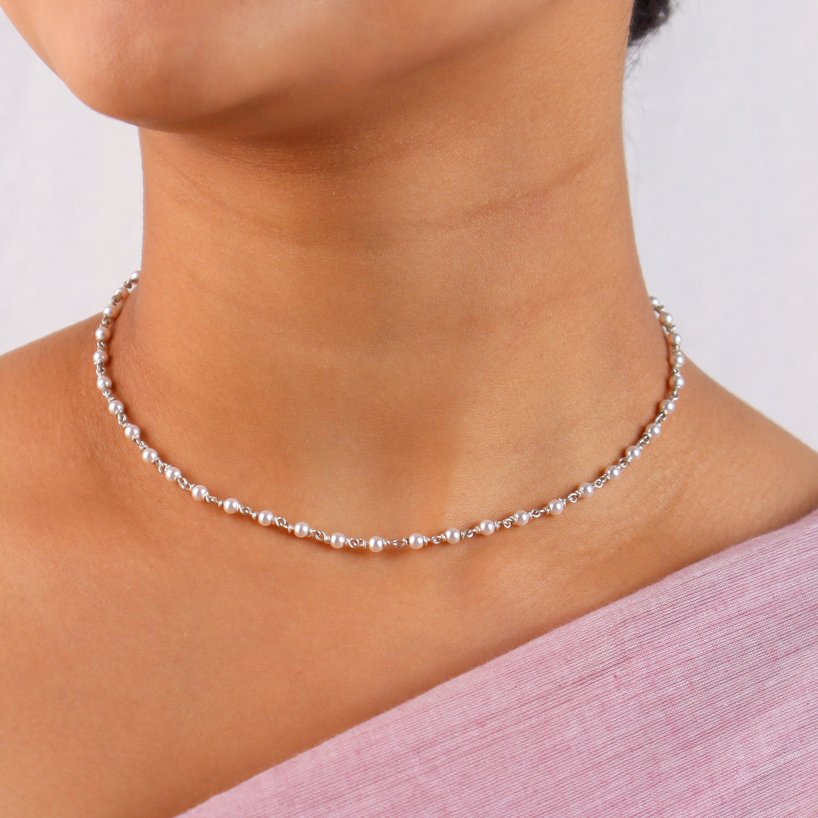 3mm pearl gantan necklace