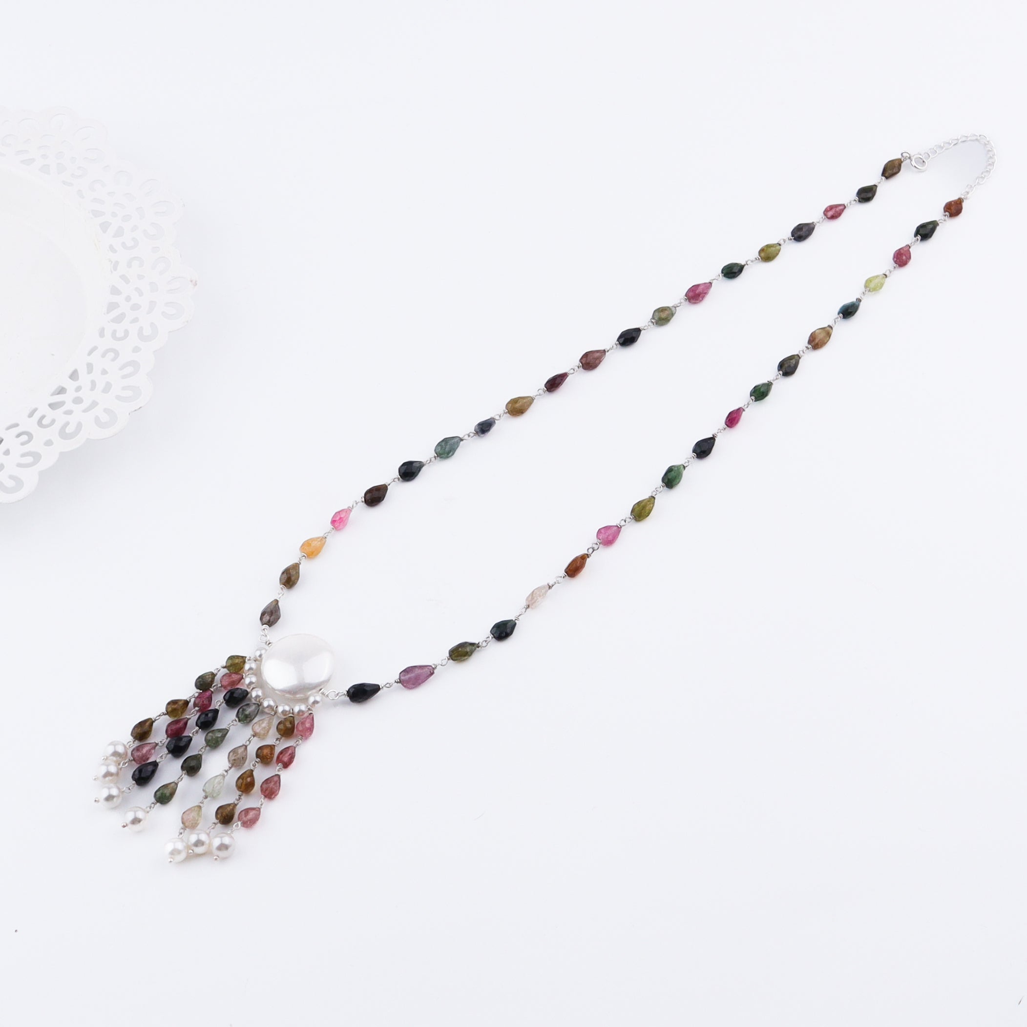Luxe Necklace - Tourmaline & Swarovski Pearls