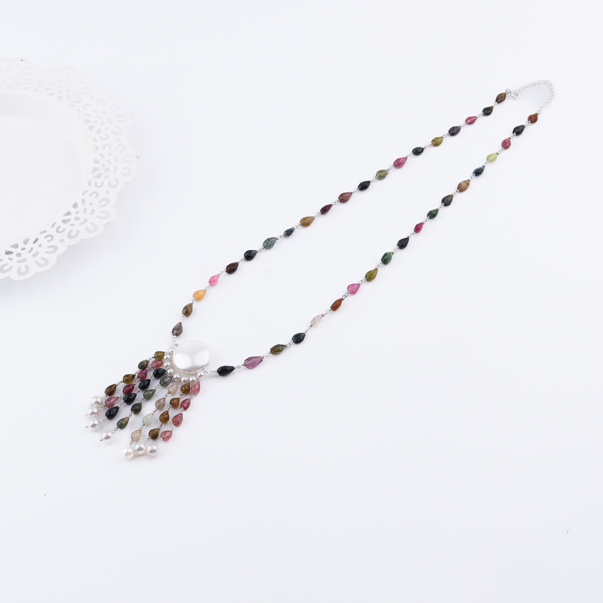 Luxe Necklace - Tourmaline & Swarovski Pearls