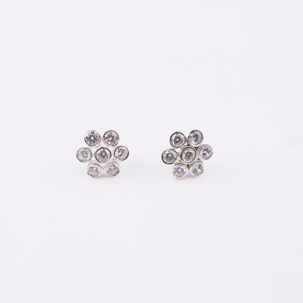 Sliver CZ Kudi Stud Earrings