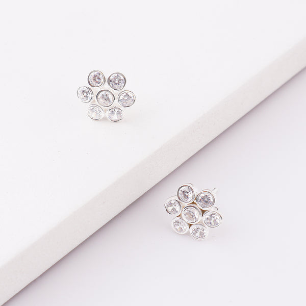 Sliver CZ Kudi Stud Earrings