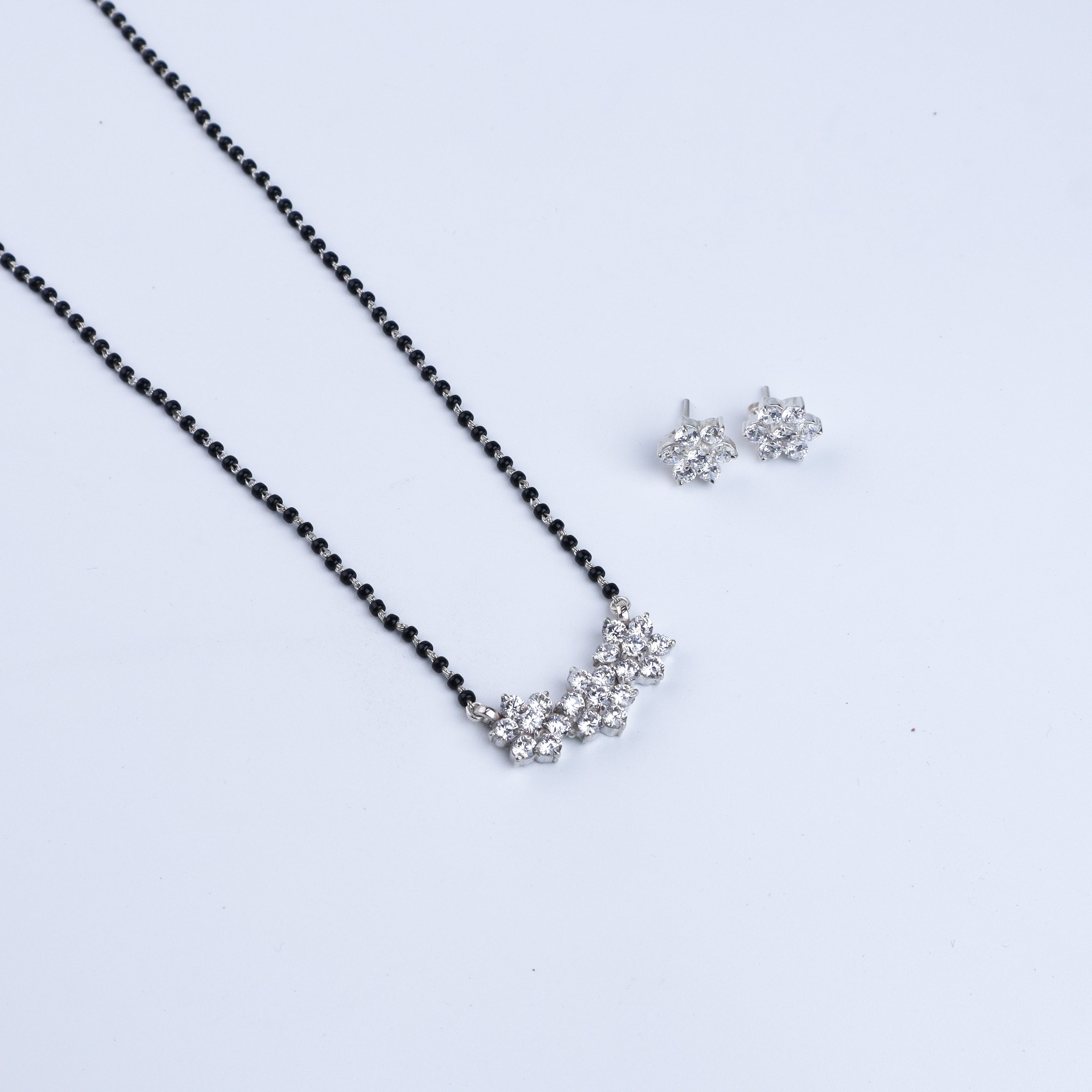 Flower Mangalsutra Set Big | CZ | 92.5 Silver