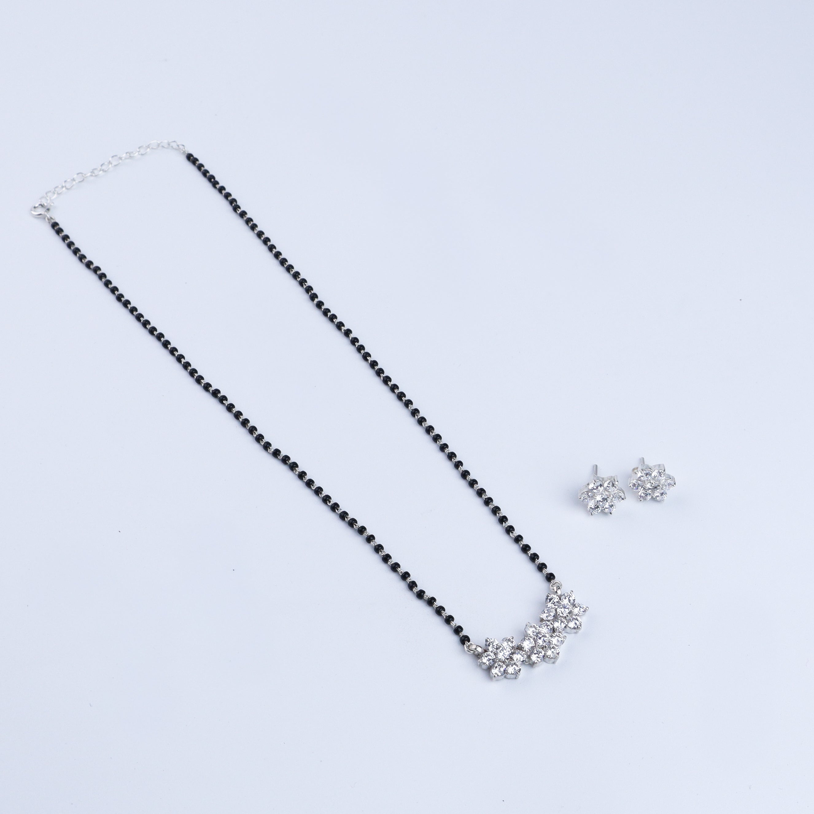 Flower Mangalsutra Set Big | CZ | 92.5 Silver