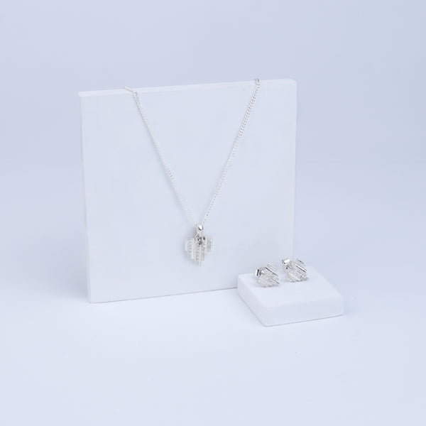Heart Set with Chain | CZ | 92.5 Silver