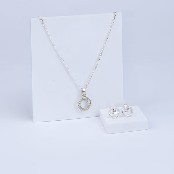 Swirl Set with Chain | CZ | 92.5 Silver