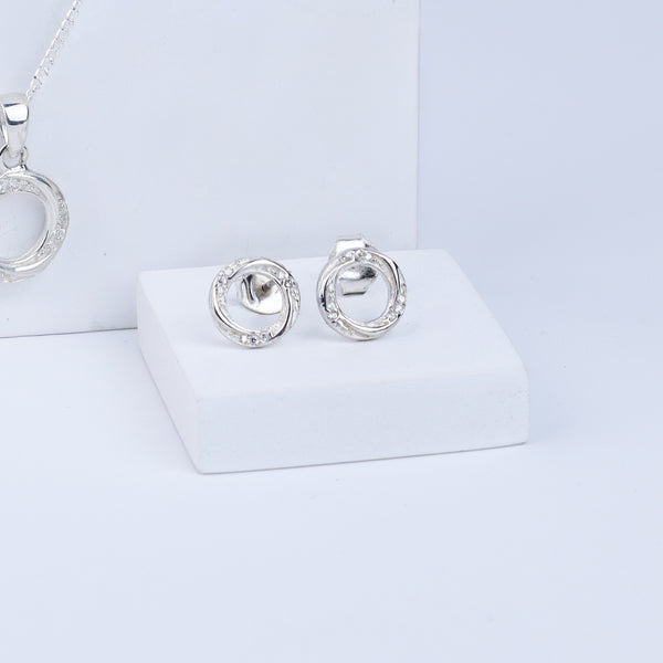 Swirl Set with Chain | CZ | 92.5 Silver