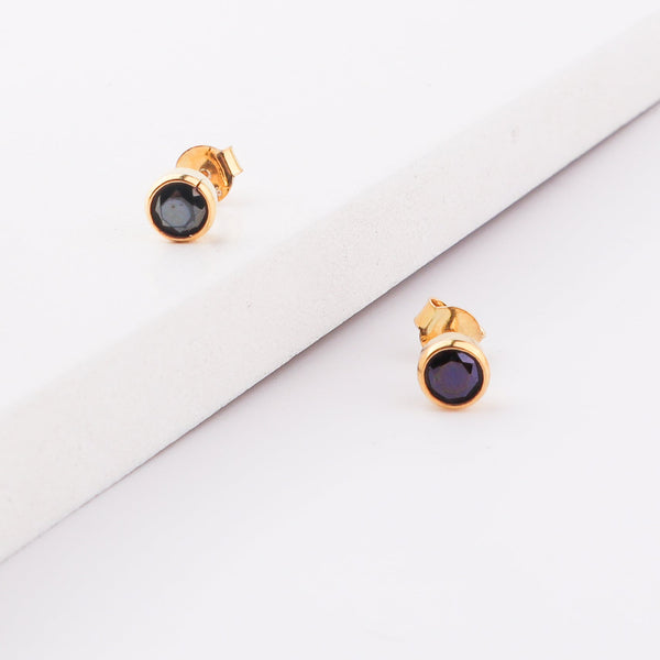 Gold and black gemstone stud earrings