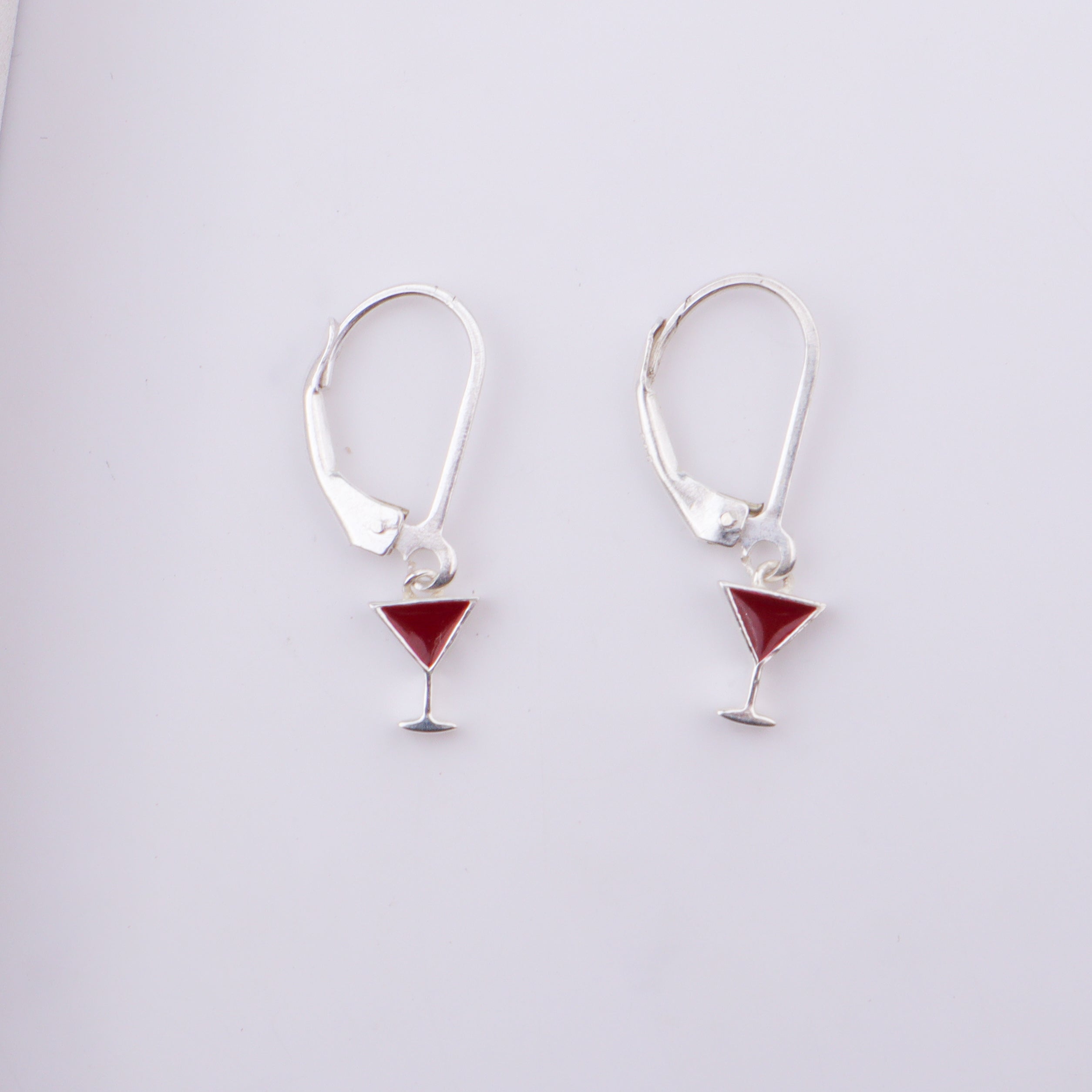 Enamel Wine Glass Dangler Earrings