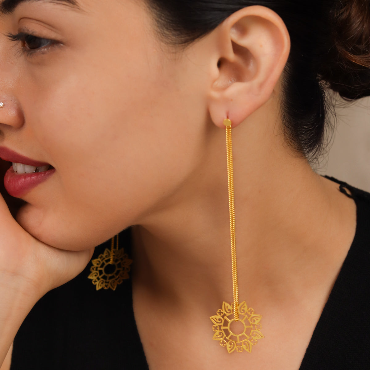 Silver Abstract Filigree Dangler Earring (Gold Plated)