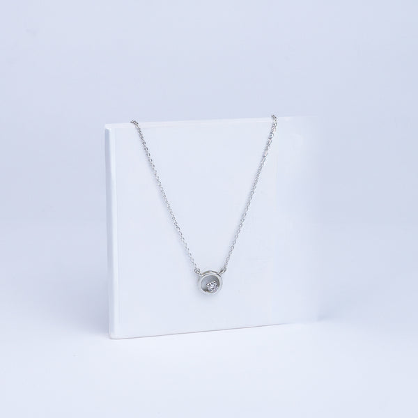 Silver necklace with CZ circle pendant