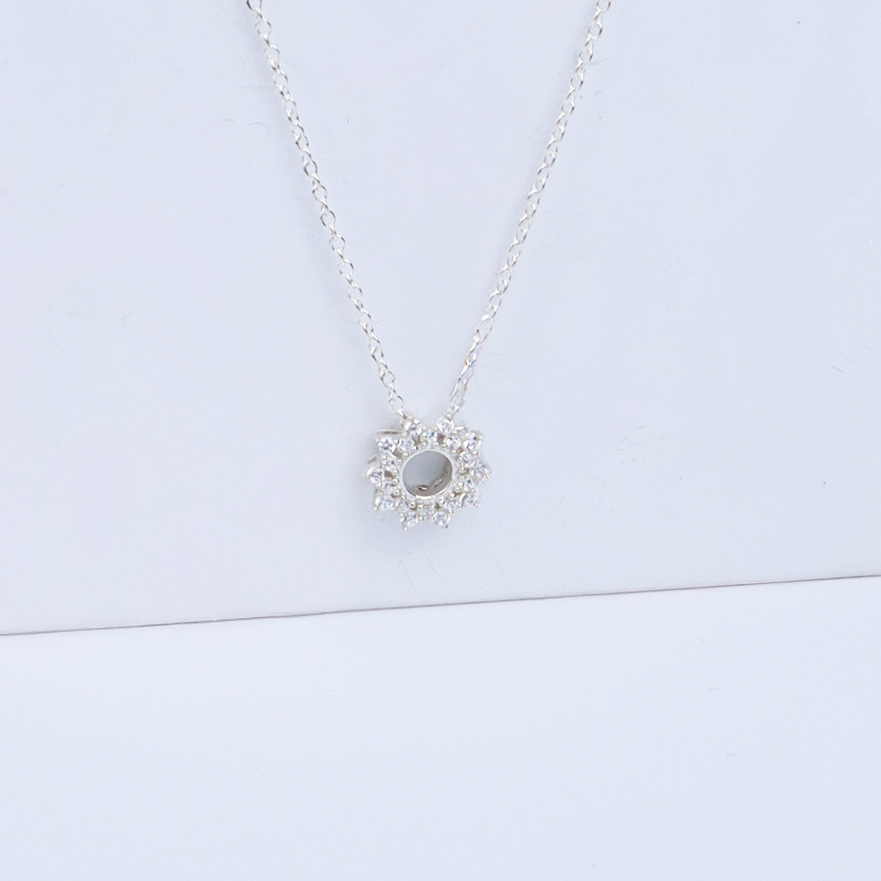Silver CZ Sunburst Pendant Necklace | 92.5 Silver
