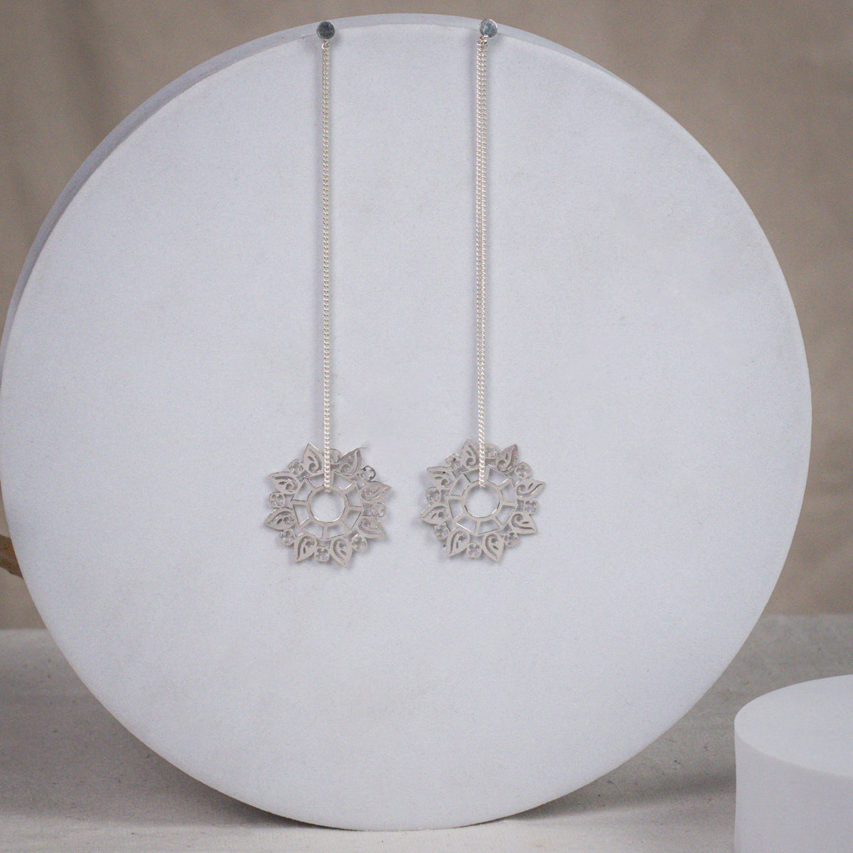 Silver Abstract Filigree Dangler Earring