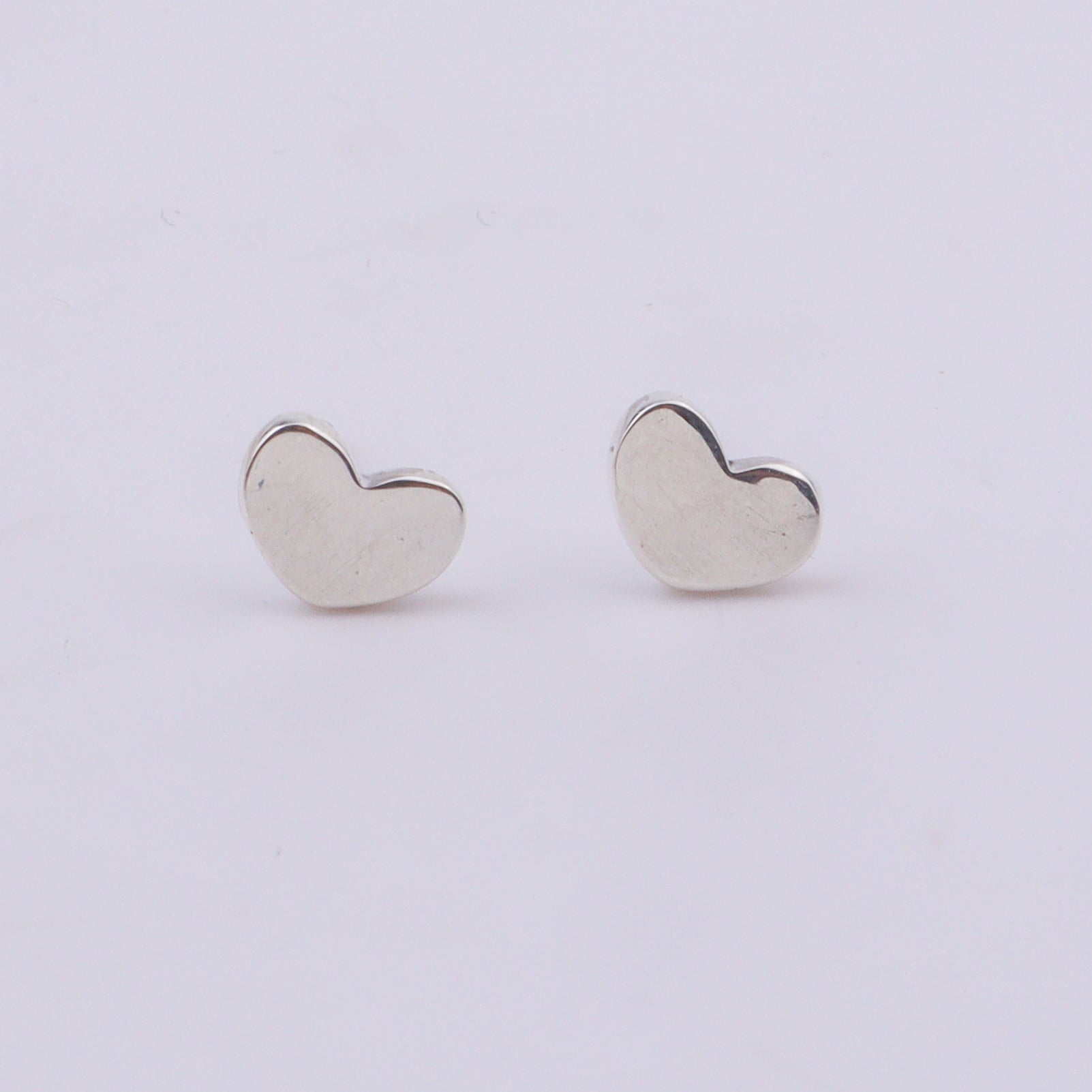 Silver Heart Studs
