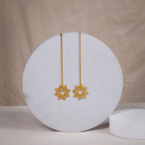 Silver Snowflake Filigree Dangler Earring |  92.5 Silver | 22K Gold Plated