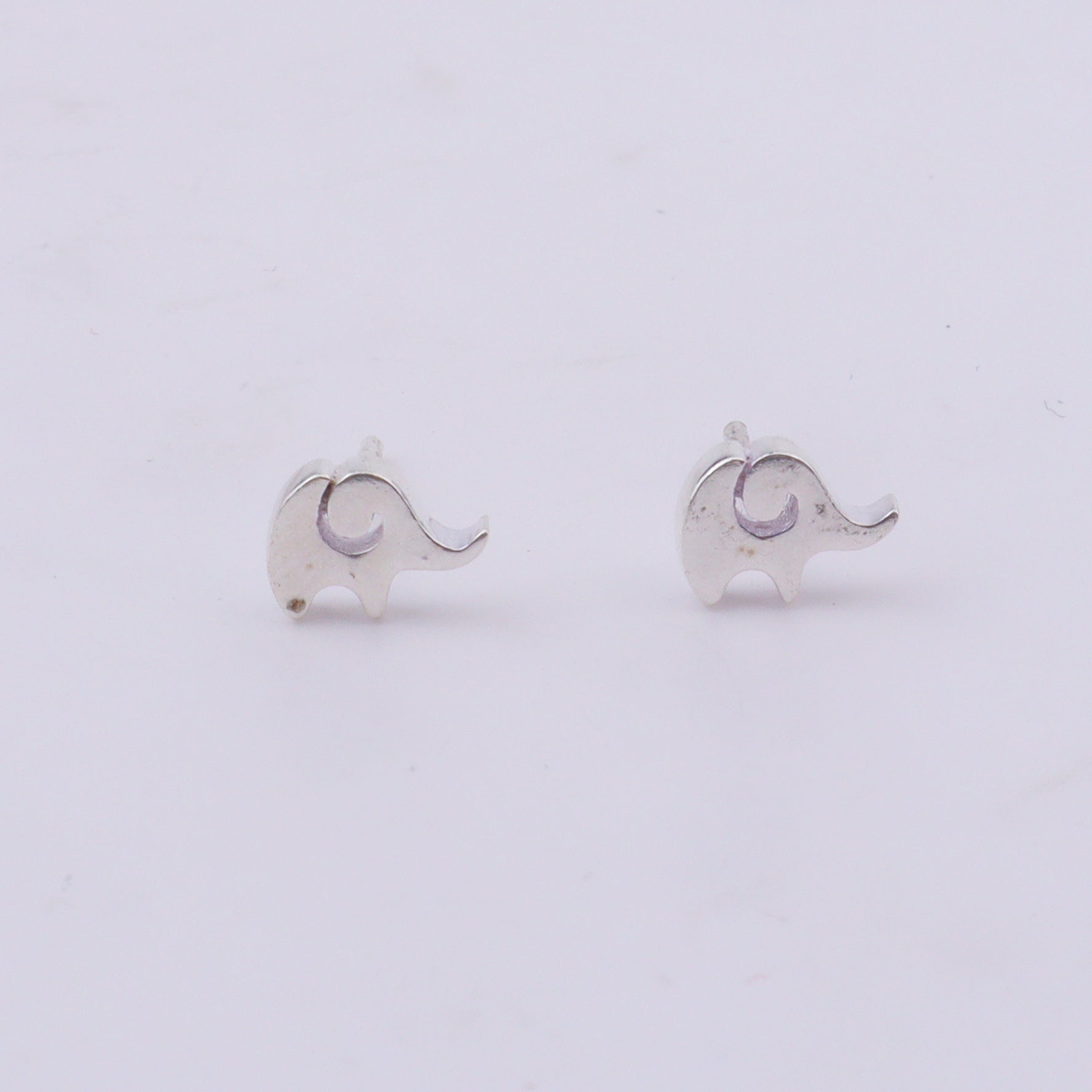 Silver Elephant Studs