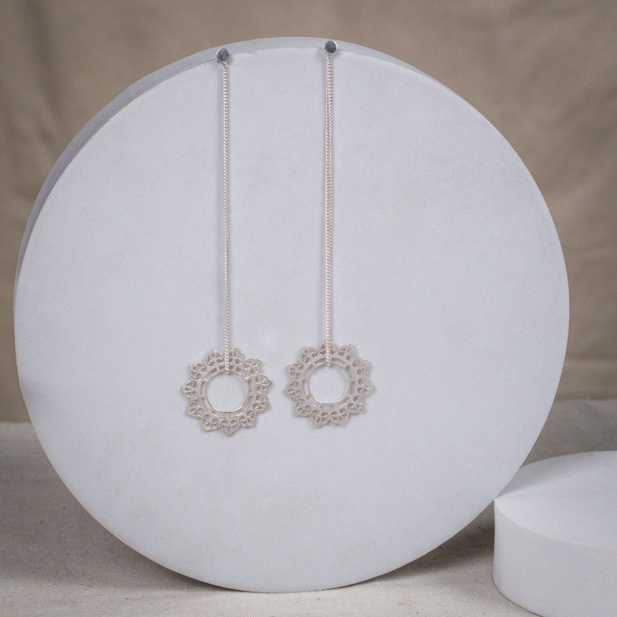 Silver Rose Bud Filigree Dangler Earring