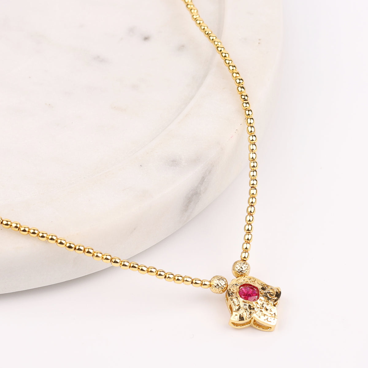 22K Gold Plated Fashion Flower Drop Necklace